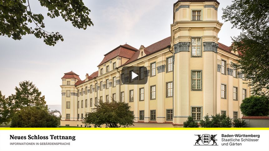 Startbildschirm des Filmes "Neues Schloss Tettnang: Informationen in Gebärdensprache"